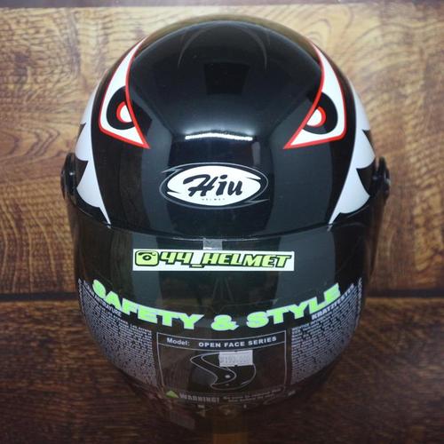Jual HELM HIU VIGO #3 BLACK GLOSS RETRO 