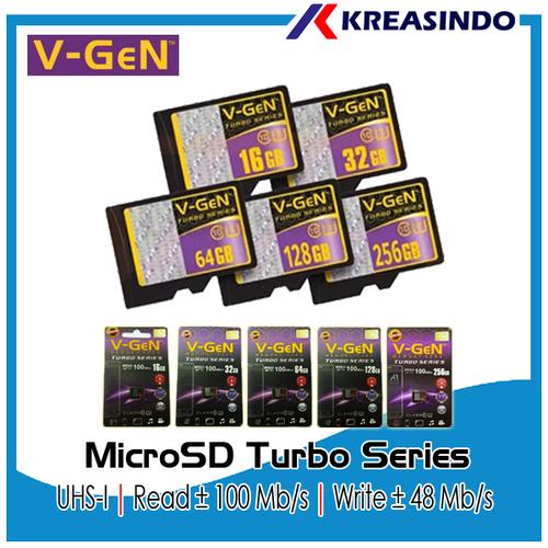 Gambar V-gen Micro SD Vgen 16gb 32gb 64gb 128gb 256gb Class 10 TURBO Series - 32 gb dari Kreasindo Online Jakarta Pusat Tokopedia
