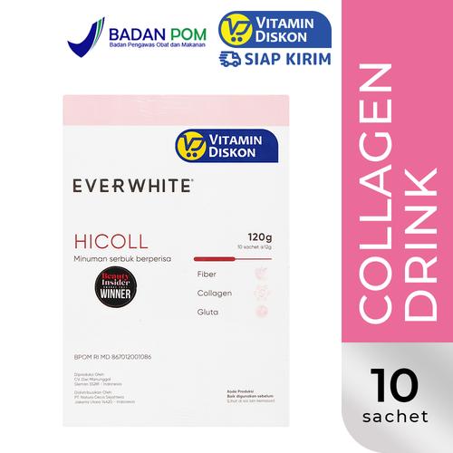 Gambar EVERWHITE HICOLL HI-COLLAGEN DRINK @ 12 GR - 10 Sachet dari VitaminDiskon Official Jakarta Utara Tokopedia