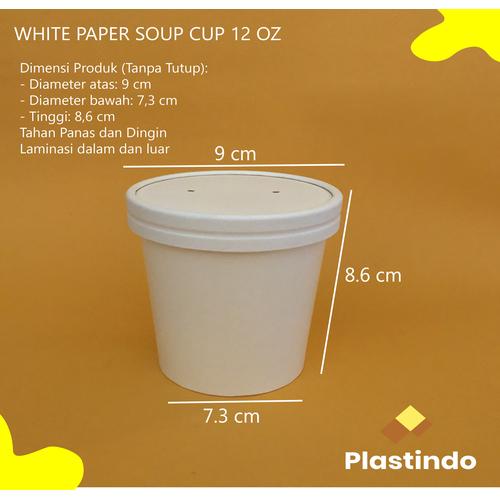Jual White Paper Soup Cup 12 Oz + Tutup Food Grade - Paper Cup Putih ...