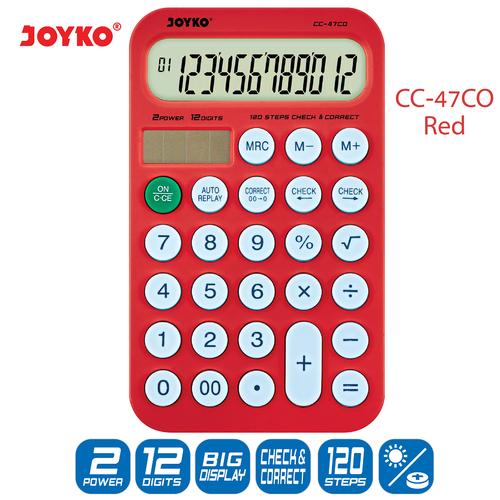 Gambar Calculator Kalkulator Joyko CC-47CO 12 Digits Check Correct - Red dari JOYKO Official Jakarta Utara Tokopedia