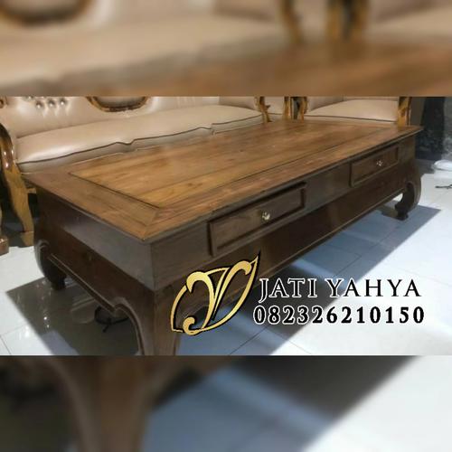 Jual meja ketapang polos meja tamu meja kopi + laci 2 kayu jati