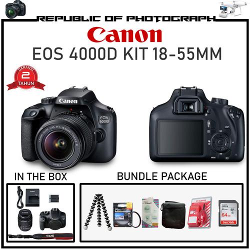 CANON EOS 4000D KIT 18-55MM III/KAMERA DSLR CANON EOS 4000D KIT 18-55  DISTRIBUTOR, PAKET 128GB di Republic Of Photograph Tokopedia