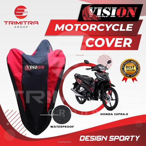Gambar Sarung Motor SUPRA X / Cover Penutup Motor Warna Antiair Merk VISION - Merah dari Trimitra Group Kab. Tangerang Tokopedia
