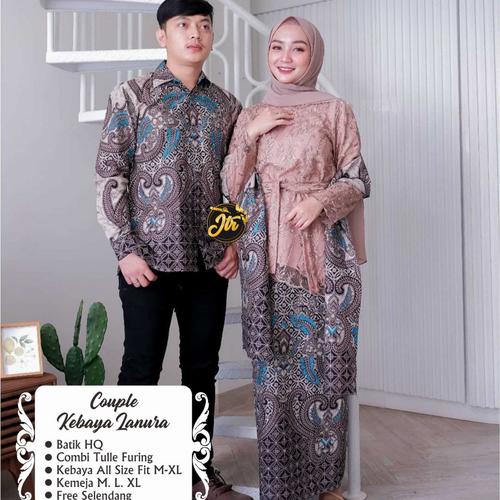 Jual BATIK COUPLE KEBAYA BROKAT ZAURA BAJU COUPLE PASANGAN