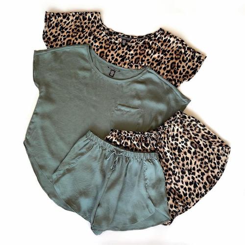 Petal Short PJ Set - Leopard, S 