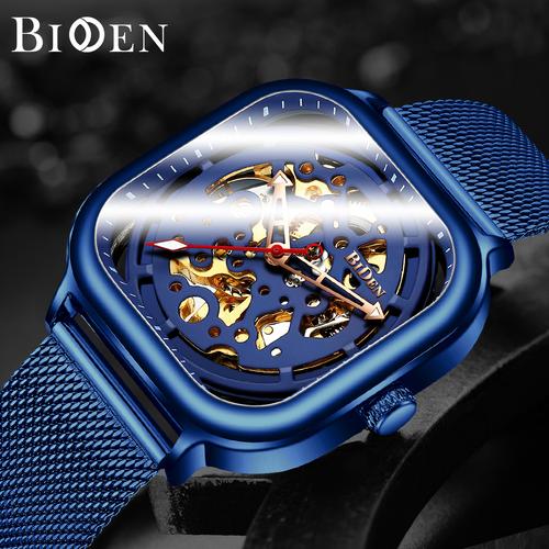 Foto Produk Jam Tangan Pria BIDEN Anti Air Stainless Steel Strap Mekanik Otomatis - Biru dari BIDEN Official Store