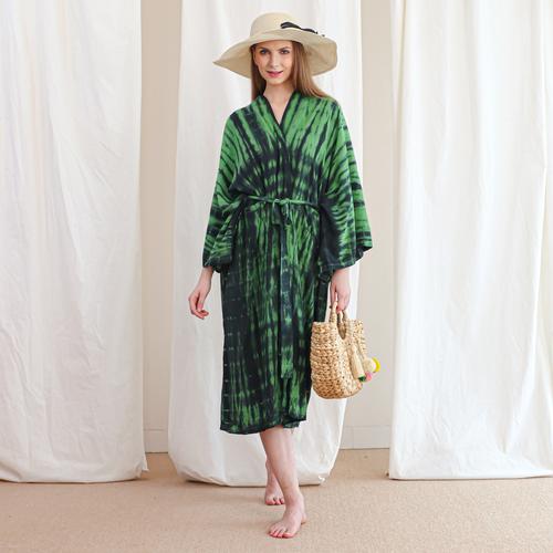 Kimono Swimsuit Coverup Tie Dye Hijau 
