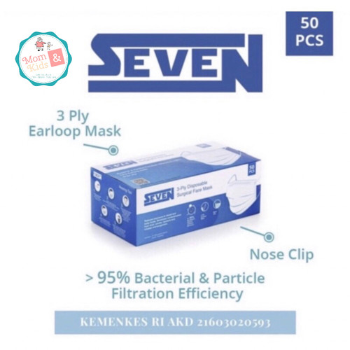 Foto Produk masker medis 3 ply ear loop / masker merk seven - Hijau dari Toko Susu Mom n Kids