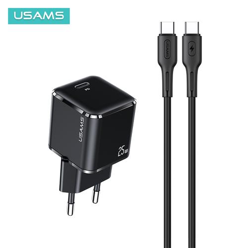 Gambar USAMS U-Zec Fast Charger Super Si 25W + Kabel C to C PD QC Samsung - Hitam dari USAMS ID Official Tokopedia