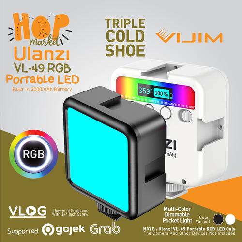 Foto Produk ULANZI VL49 RGB Studio LED Light Lampu Vlog Portable Smartphone HP - BLACK dari HOP Market