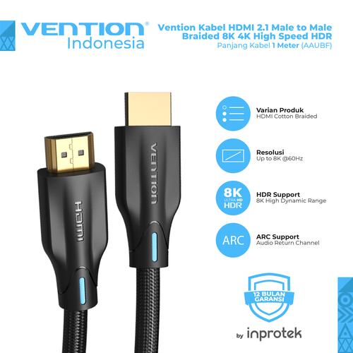 Gambar Vention Kabel HDMI 2.1 Male to Male Braided 8K 4K High Speed HDR - 0.5 Meter dari Vention Indonesia Jakarta Barat Tokopedia