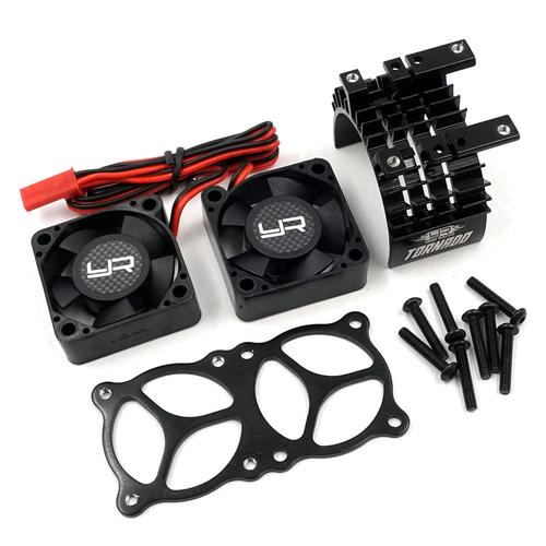 Foto Produk YR Alu 540 & 550 Motor Heat Sink Twin Tornado Fans - Black (YA-0643BK) dari Tamiyatoys