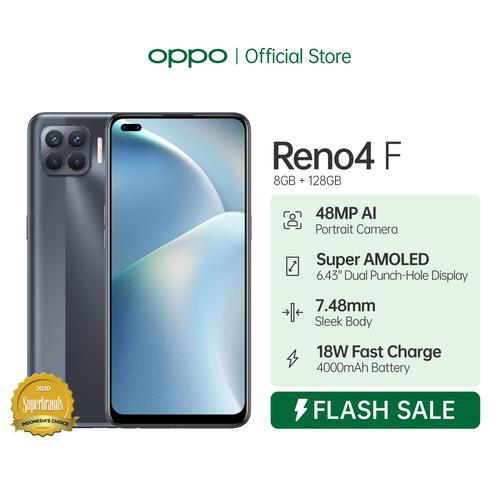 Foto Produk OPPO Reno4 F Smartphone 8GB/128GB Flash Sale - Hitam dari OPPO OFFICIAL STORE