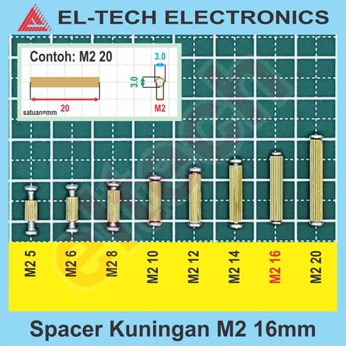 Jual Spacer Kuningan Penyangga Dudukan PCB M2 16mm 16 mm 1.6cm 1.6 cm Kota Surabaya ELTECH