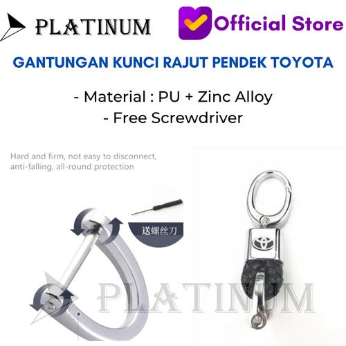 Foto Produk GANTUNGAN KUNCI MOBIL LOGO TOYOTA MODEL RAJUT BAHAN KULIT TALI PENDEK - Hitam dari PLATINUM CAR PARTS