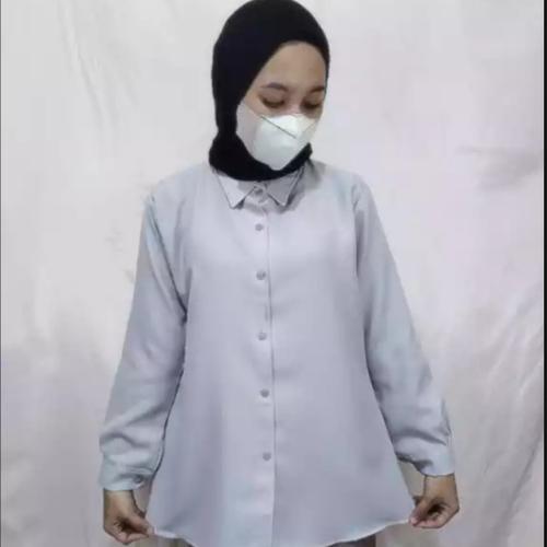 Foto Produk kemeja wanita / Kemeja Polos /kemeja lengan panjang - Abu-abu, L dari NcStoreId
