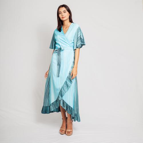 Promo Aura Wrap Dress Watercolor Blue 