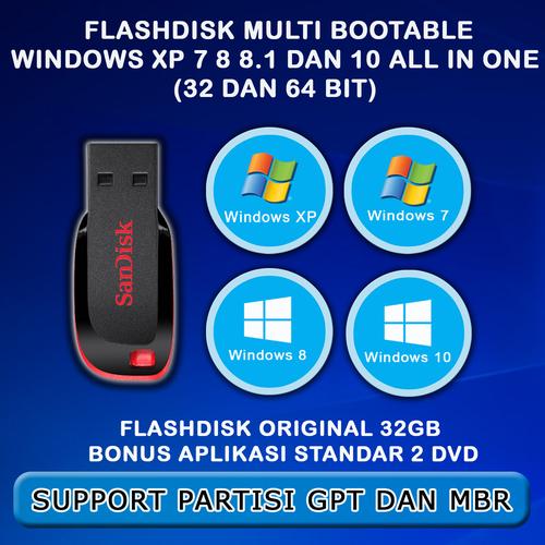 Foto Produk FLASHDISK INSTALLER MULTIBOOTABLE WINDOWS XP 7 8 8.1 DAN 10 dari Kovivaste