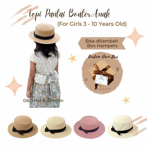 Topi Pantai Anak Boater Hat - Ivory 