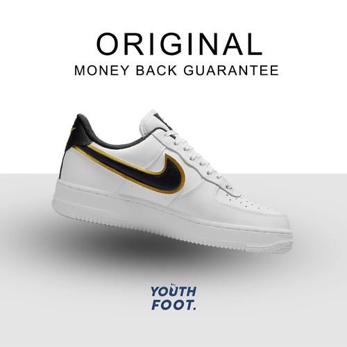 Double Swoosh White Metallic Gold 
