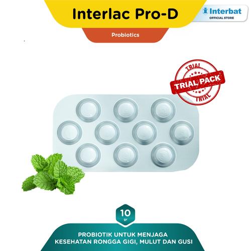 Foto Produk Interlac Pro D Lozenges Tablet Hisap Mint - Strip 10 Tablet dari Interbat Consumer Health