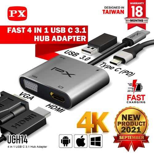 Jual Type C 3.1 to HDMI VGA USB Hub Converter Adaptor 4 in