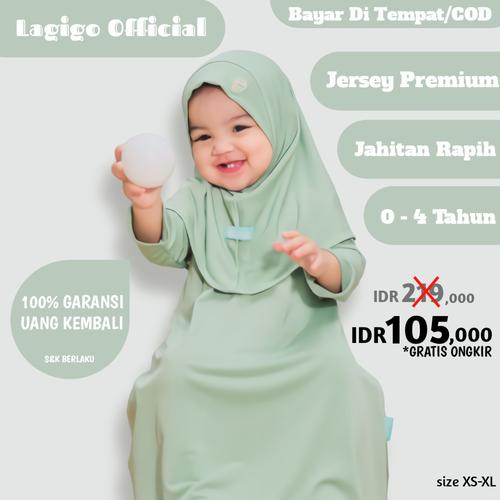 Foto Produk Baju Muslim Gamis Bayi 6 12 Bulan Anak Perempuan 1 2 3 4 Tahun Pastel - Pastel Green, XL (4 Tahun) dari Lagigo Official Store