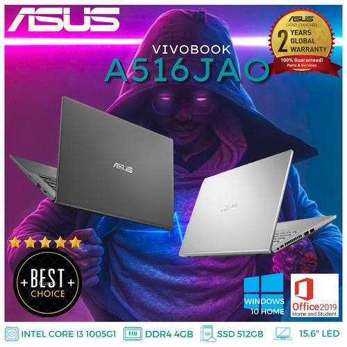 Gambar LAPTOP ASUS VIVOBOOK A516JAO I3 1005G1/4GB/512GB/15.6"/W10+OHS - 256GB dari heroK Kota Medan Tokopedia