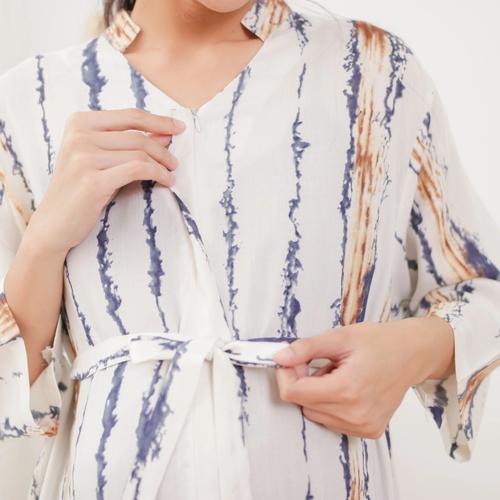 Foto Produk Shaina Dress Stripes-TUNIK MUSLIM JUMBO DRESS WANITA BUMIL BUSUI RAYON - Stripes dari Peony & Rose