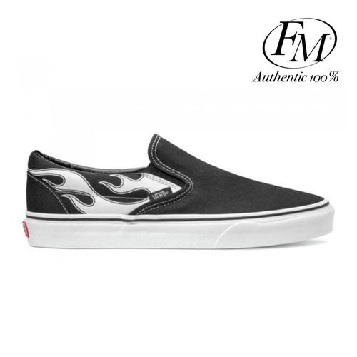 black white flame vans