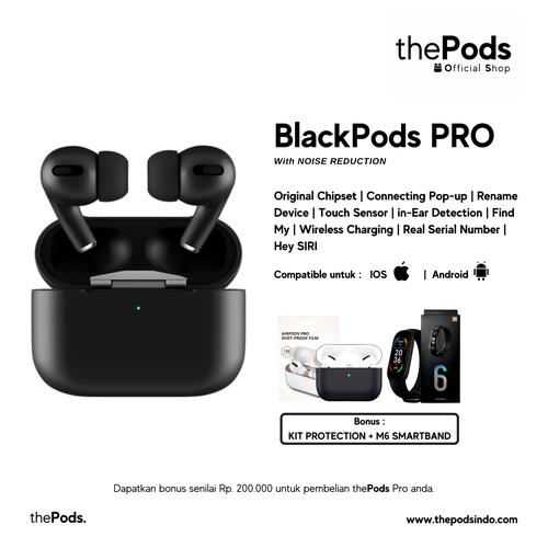 Jual BlackPods PRO with wireless charging case by thepods - Kota Medan -  thePods Official Shop | Tokopedia