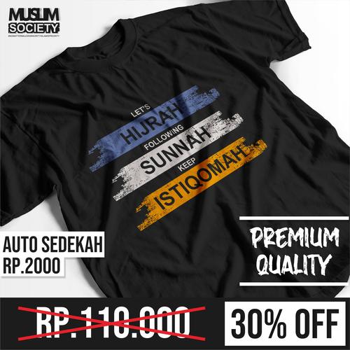 Foto Produk Baju Kaos Dakwah Islami Pria Kaos Distro Muslim Cowok Hijrah Sunnah - Hitam, L dari MUSLIM SOCIETY