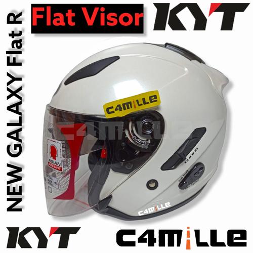 Jual HELM KYT GALAXY FLAT R SOLID PEARL WHITE DOUBLE VISOR HALF FACE