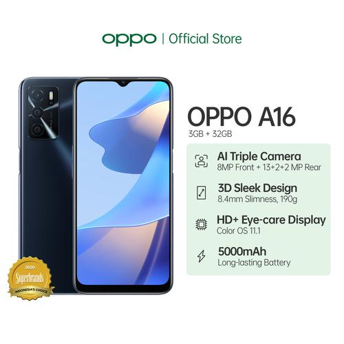 Foto Produk OPPO A16 Smartphone 3GB/32GB (Garansi Resmi) - Hitam dari OPPO OFFICIAL STORE