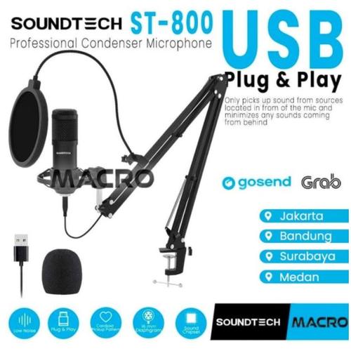 Gambar SOUNDTECH Microphone Condenser For Recording Streaming Podcast - GUNTING dari MACRO.id undefined Tokopedia