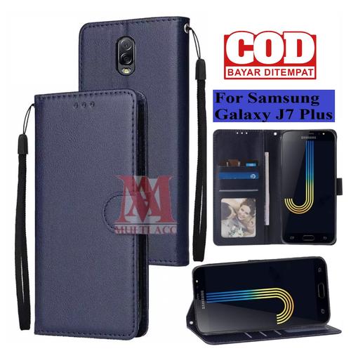 Flip Cover Samsung J7 Plus Phone Case PU Leather Flip Wallet Case