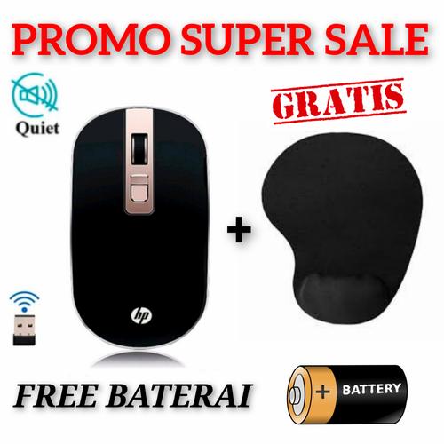 Jual MOUSE WIRELESS HP S4000 SILENT KLIK + MOUSEPAD BANTAL Putih