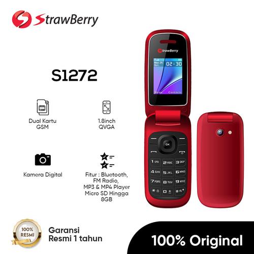 Foto Produk Strawberry S1272 | Handphone Flip HP Murah Kamera Digital Bluetooth - Red dari Strawberry Official