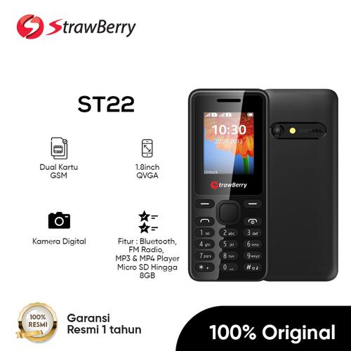 Foto Produk Strawberry ST22 | Handphone Candybar HP Murah Kamera Bluetooth 16GB - Black dari Strawberry Official