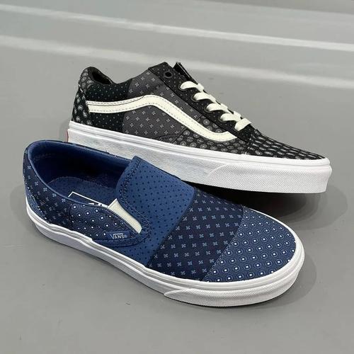 Vans Tie Print Patchwork Old Skool Slip On (True Navy Black White) di  Fachrirapankhis Tokopedia