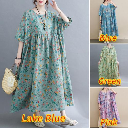 Jual dress maxi dress longgar wanita 