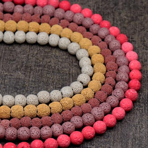Jual Manik-Manik Batu Natural Lava Berbagai Warna Size 10 mm Red