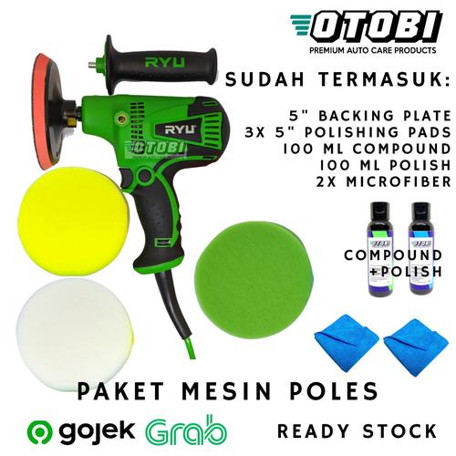 Foto Produk Paket HEMAT Mesin Poles Rotary 5" RYU RGP 125E u/ Cat Mobil & Motor dari Otobi