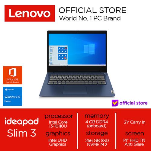 Foto Produk Lenovo IdeaPad Slim 3 14IML05 Core i3-10110U 4GB 256SSD W10 OHS - Abbys Blue, 4 gb dari Lenovo Official