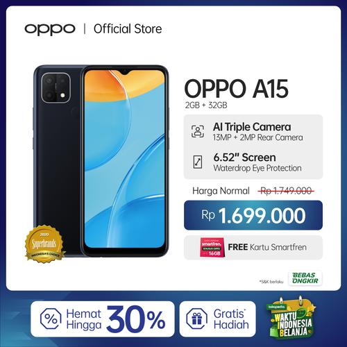 Foto Produk OPPO A15 Smartphone 2GB/32GB (Garansi Resmi) Flash Promo - Hitam dari OPPO OFFICIAL STORE