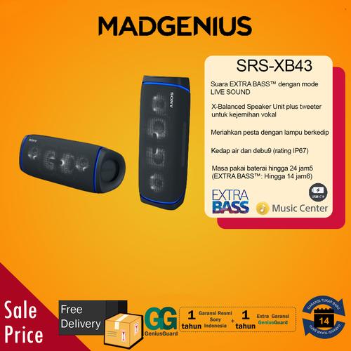 Promo Sony Original SRS XB43 / SRSXB43 Portable Bluetooth Speaker Black -  Jakarta Utara - MadGenius | Tokopedia