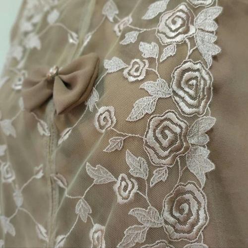 Gambar mukena renda lebar coklat susu - coklat susu dari Gerbera Collection Kota Depok Tokopedia