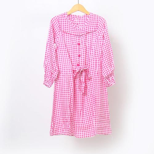 Foto Produk pakaian fashion dress tunik anak perempuan motif kotak murah 6-11 thn - pink, Uk 4, 3-4thn dari Remi Premium