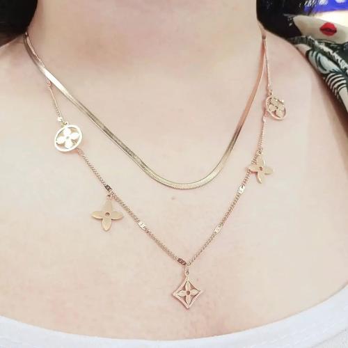 kalung rantai 2 layer titanium wanita 